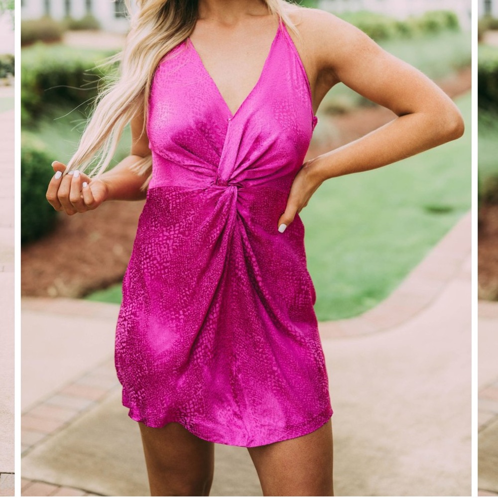 Front twist spotted mini dress